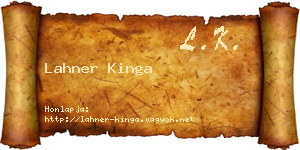 Lahner Kinga névjegykártya